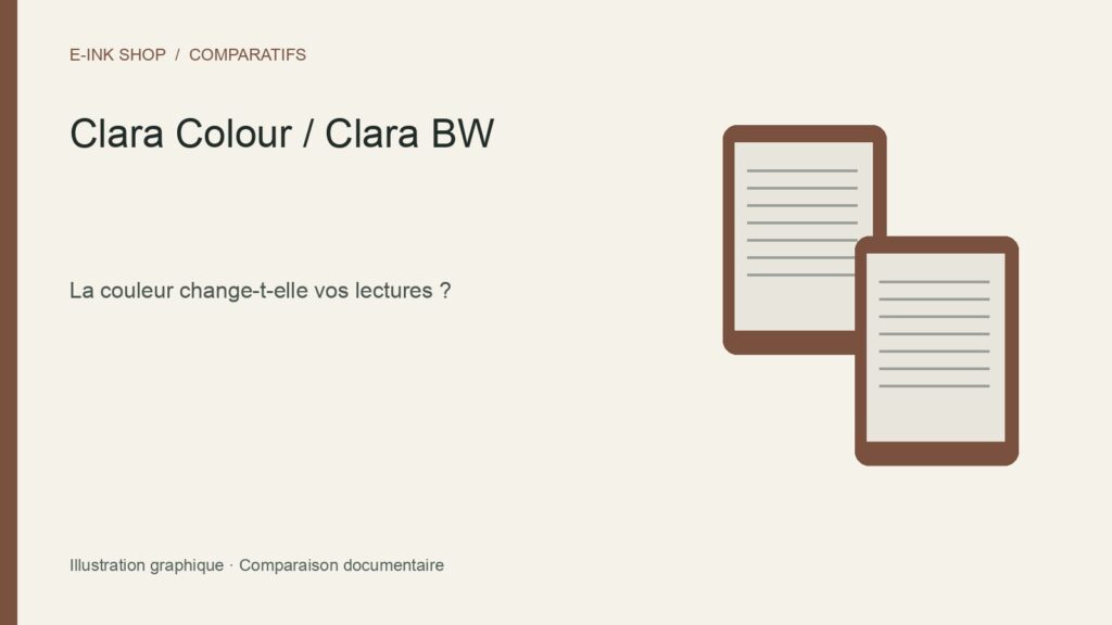 Comparatif Kobo Clara Colour et Kobo Clara BW — illustration graphique
