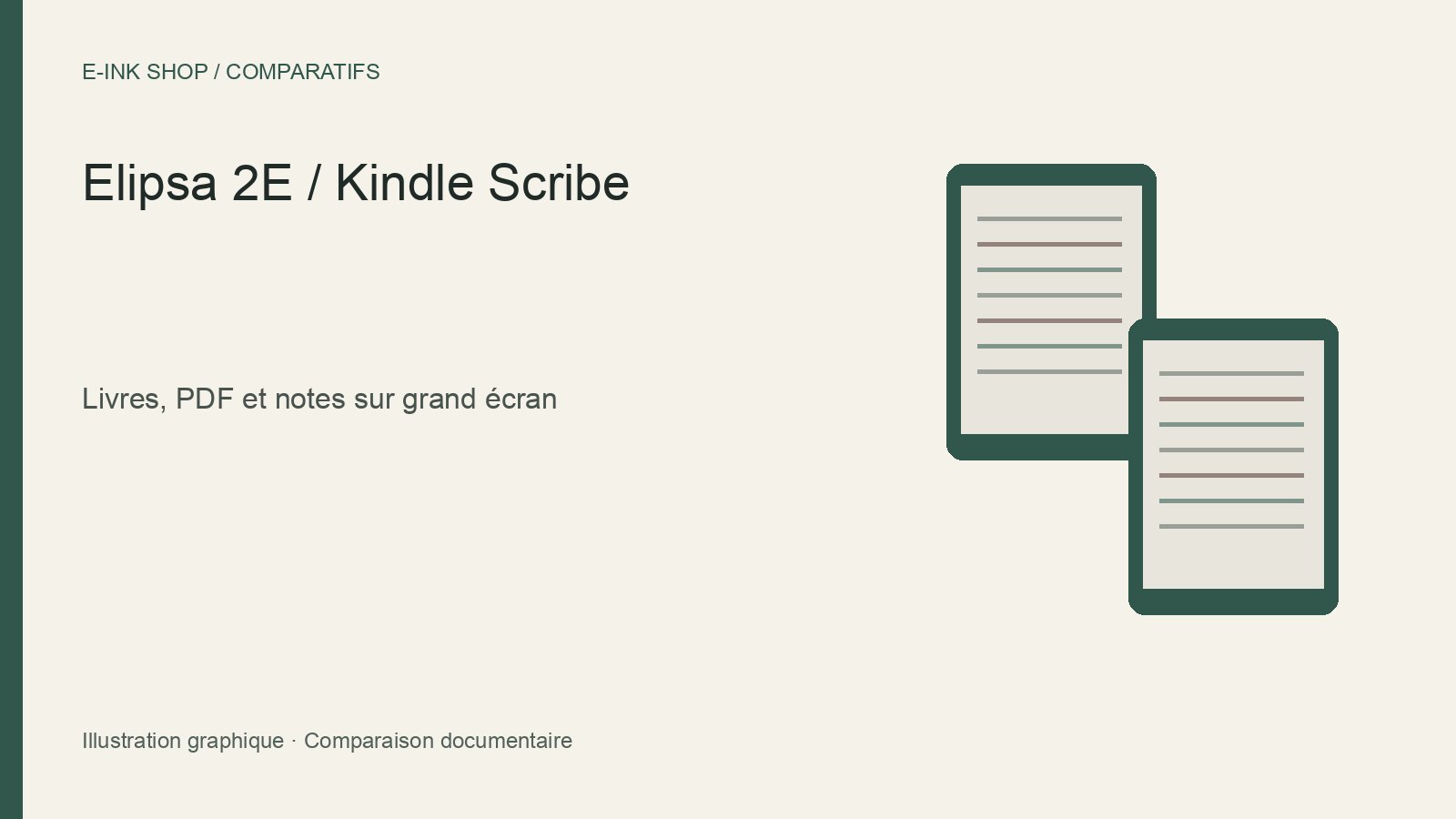 Comparaison Elipsa 2E / Kindle Scribe : illustration graphique originale