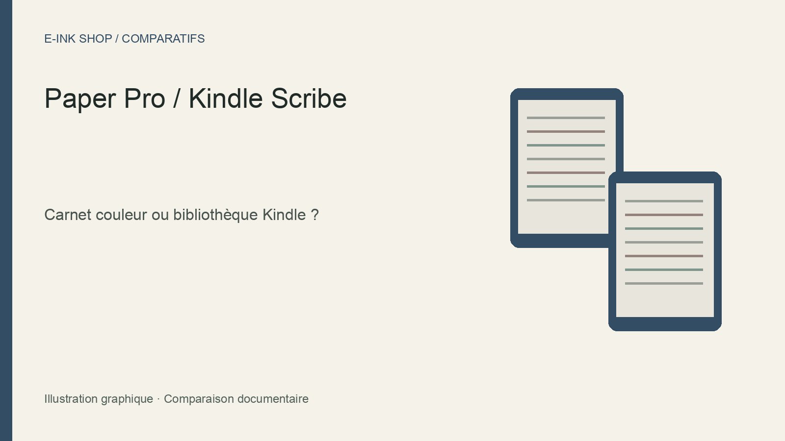 Comparaison Paper Pro / Kindle Scribe : illustration graphique originale